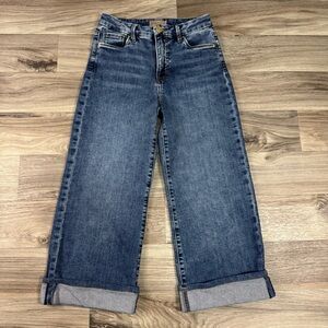 Kut from the Kloth Meg High Rise Fab Ab Wide Leg Cuffed Hem Jean Size 00